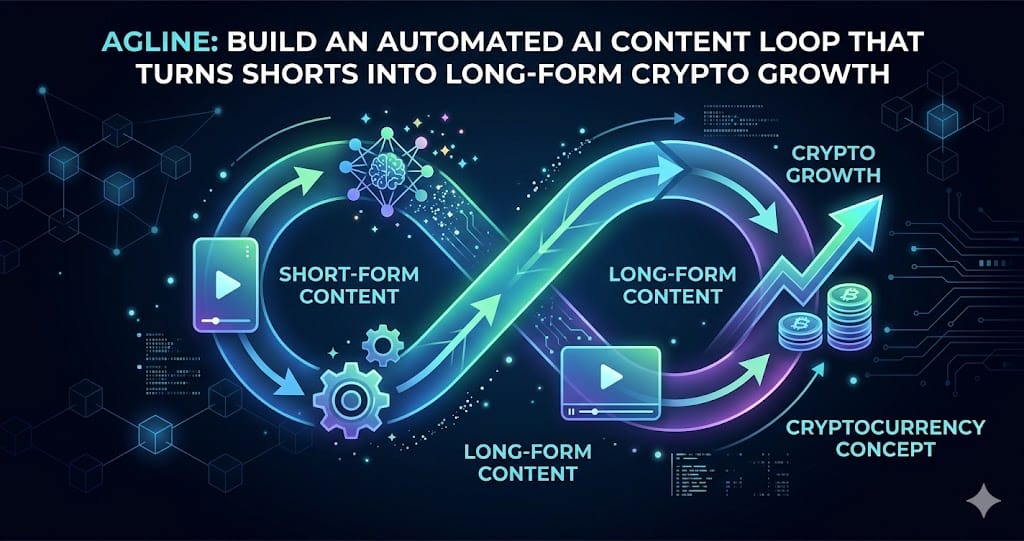 AGLINE Build an automated AI content loop that turns Shorts into long-form crypto growth