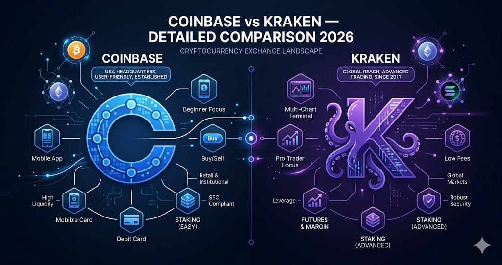 Coinbase vs Kraken Detailed Comparison 2026