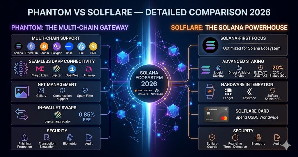 Phantom vs Solflare Detailed Comparison 2026