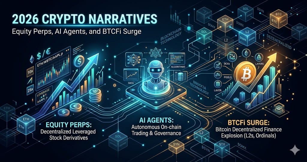 2026 Crypto Narratives Equity Perps AI Agents and BTCFi Surge
