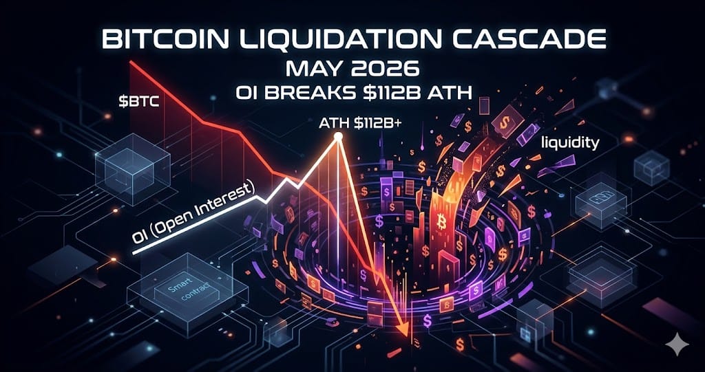 Bitcoin Liquidation Cascade May 2026 OI Breaks $112B ATH