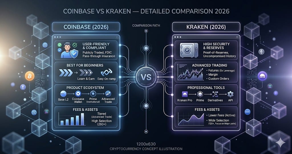 Coinbase vs Kraken Detailed Comparison 2026