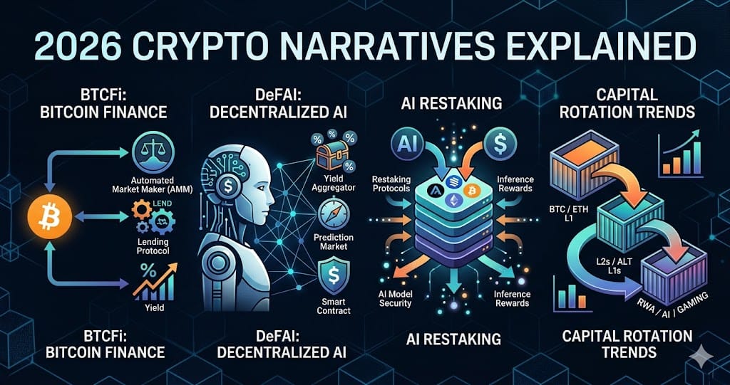 2026 Crypto Narratives Explained BTCFi DeFAI AI Restaking and Capital Rotation Trends