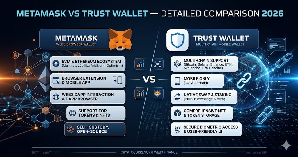 MetaMask vs Trust Wallet Detailed Comparison 2026