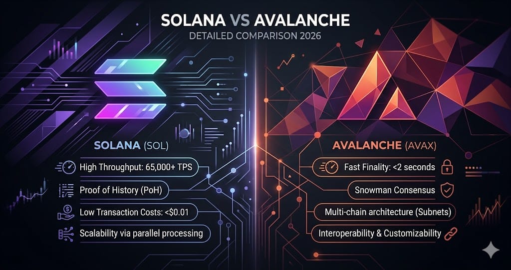 Solana vs Avalanche Detailed Comparison 2026