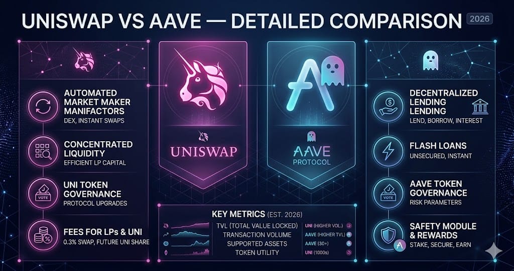 Uniswap vs Aave Detailed Comparison 2026