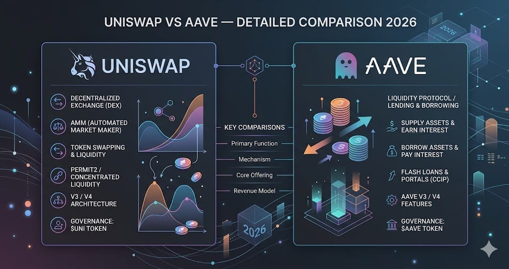 Uniswap vs Aave Detailed Comparison 2026