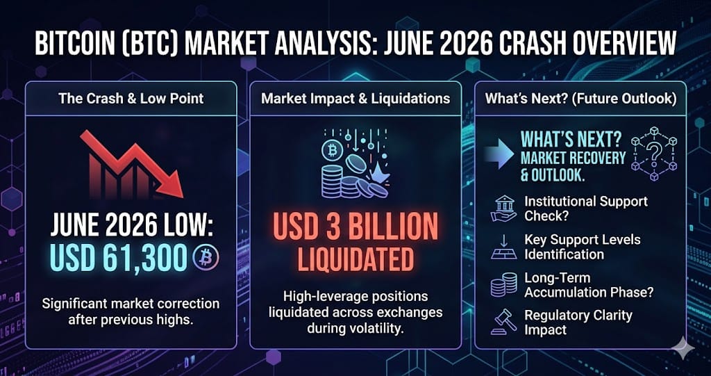 Bitcoins June 2026 Crash USD 61300 Low USD 3B Liquidated Whats Next