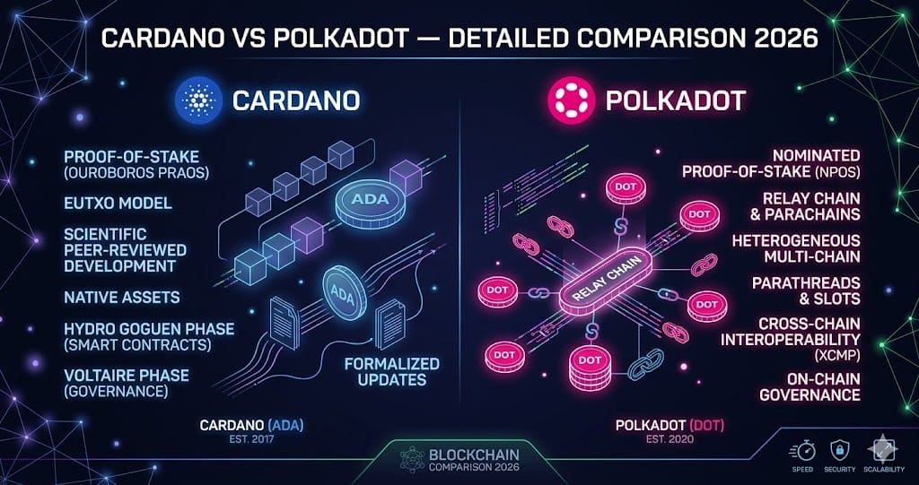 Cardano vs Polkadot Detailed Comparison 2026