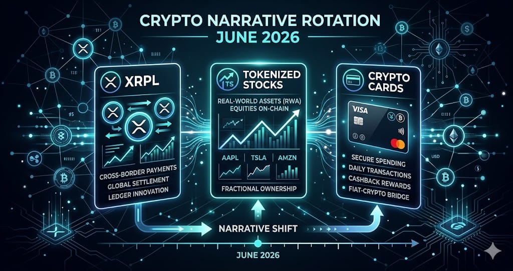 Crypto Narrative Rotation June 2026 XRPL Tokenized Stocks and Crypto Cards
