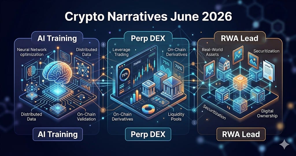Crypto Narratives June 2026 AI Training Perp DEX and RWA Lead