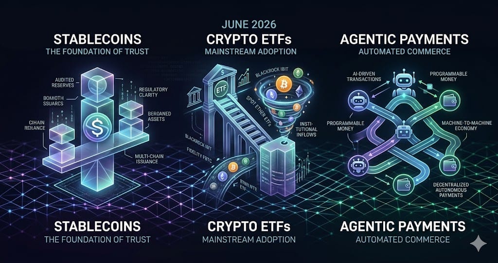Crypto Narratives June 2026 Stablecoins ETFs and Agentic Payments