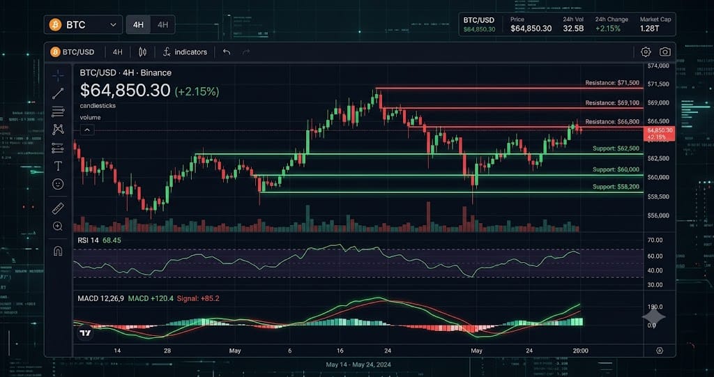 BTC at $63,794 Hits Oversold Territory (RSI 21) — TA Report