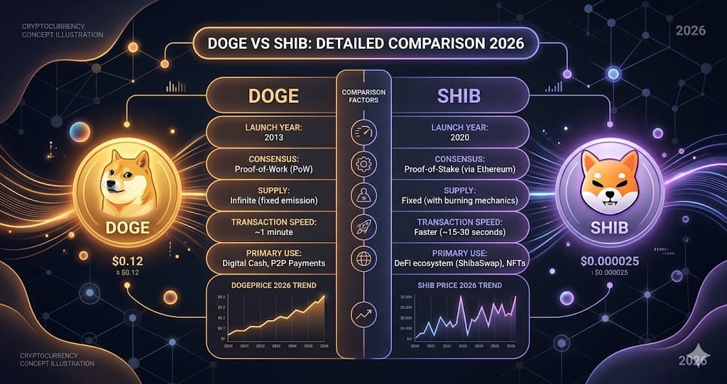 Dogecoin vs Shiba Inu Detailed Comparison 2026