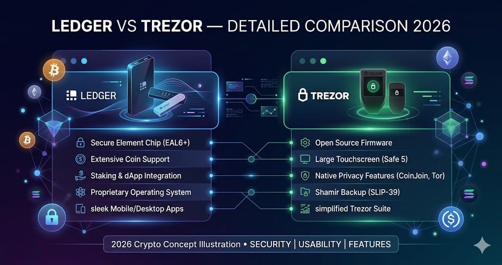 Ledger vs Trezor Detailed Comparison 2026