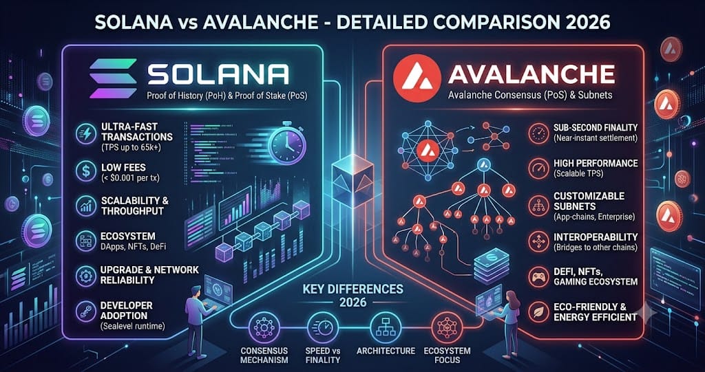Solana vs Avalanche Detailed Comparison 2026