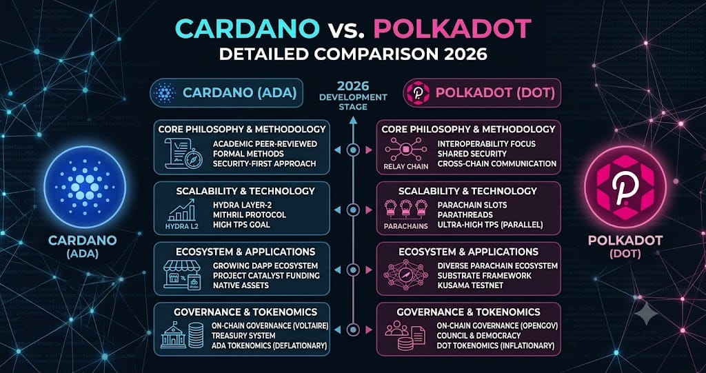 Cardano vs Polkadot Detailed Comparison 2026