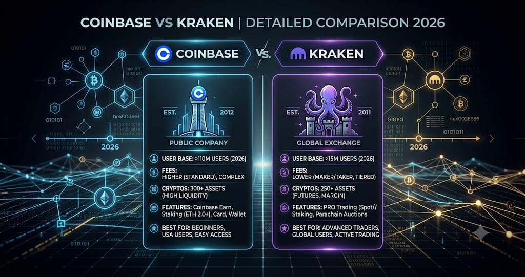 Coinbase vs Kraken Detailed Comparison 2026