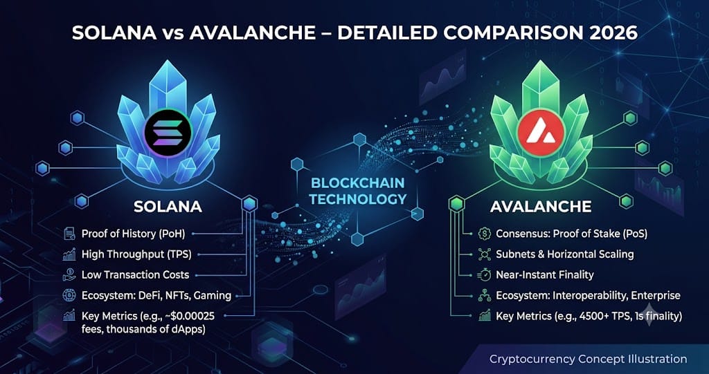 Solana vs Avalanche Detailed Comparison 2026