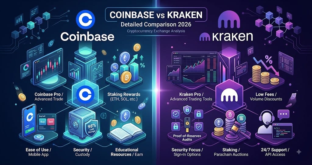 Coinbase vs Kraken Detailed Comparison 2026