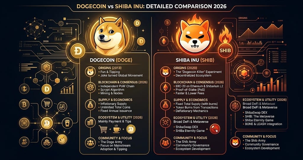 Dogecoin vs Shiba Inu Detailed Comparison 2026