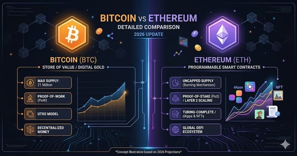 Bitcoin vs Ethereum Detailed Comparison 2026