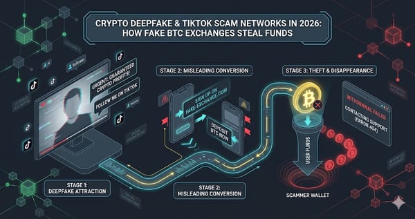 Crypto Deepfake TikTok Scam Networks in 2026 How Fake BTC Exchanges Steal Funds