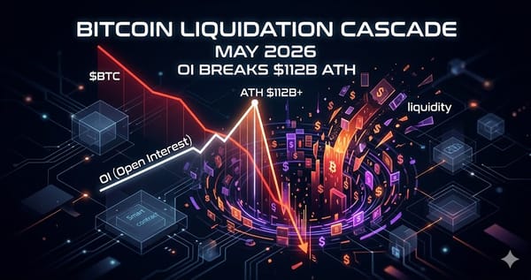 Bitcoin Liquidation Cascade May 2026 OI Breaks $112B ATH