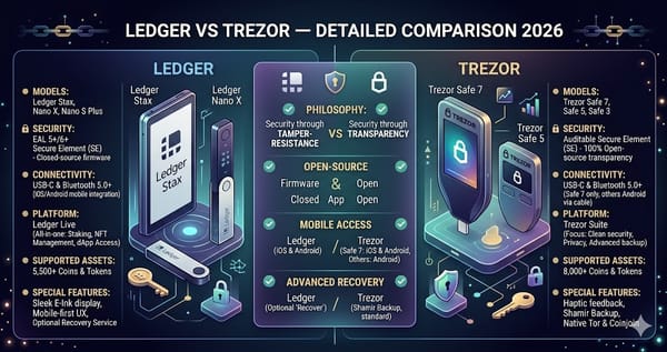 Ledger vs Trezor Detailed Comparison 2026