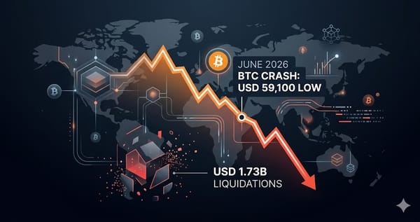Bitcoins June 2026 Crash USD 59100 Low and USD 1.73B Liquidations