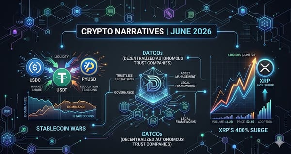 Crypto Narratives June 2026 Stablecoin Wars DATCOs and XRPs 400% Surge