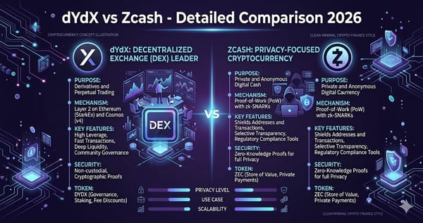 dYdX vs Zcash Detailed Comparison 2026