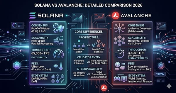 Solana vs Avalanche Detailed Comparison 2026