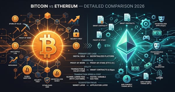 Bitcoin vs Ethereum Detailed Comparison 2026