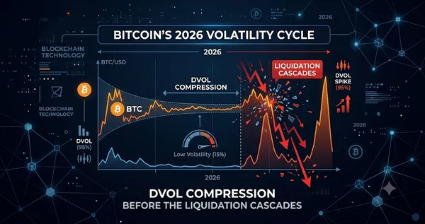 Bitcoins 2026 Volatility Cycle DVOL Compression Before the Liquidation Cascades