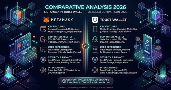 MetaMask vs Trust Wallet Detailed Comparison 2026